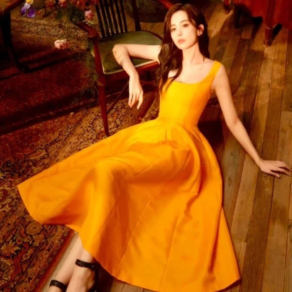 Staud Wells Midi Dress in Honey